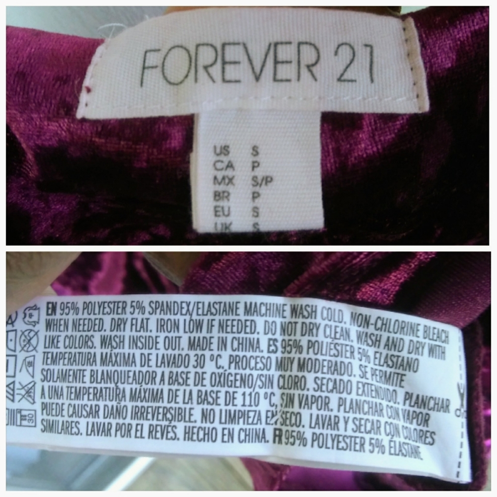 NWOT Forever 21 Velvet Bodycon Sleeveless Mini Dress in Purple: Size Small - Picture 3 of 3